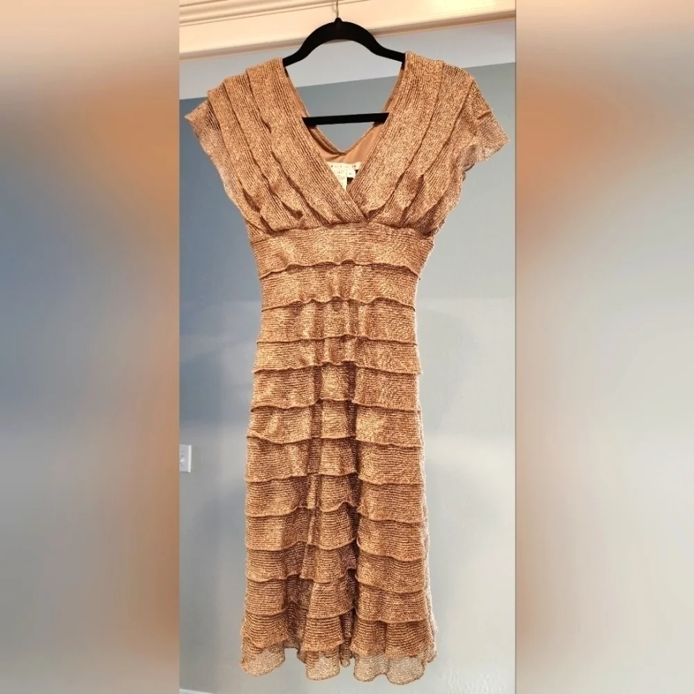 Stunning Max Studio layered champagne colored dress. Size XS - Picture 4 of 10
